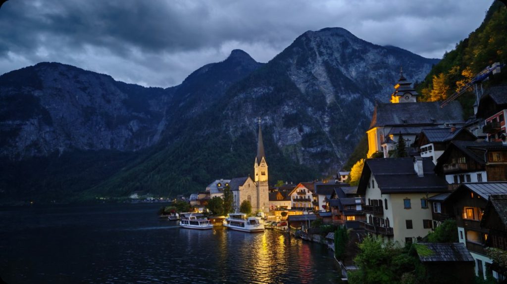 Zdjęcie przykładowe z Honor Magic9 Pro Max – Hallstatt nocą