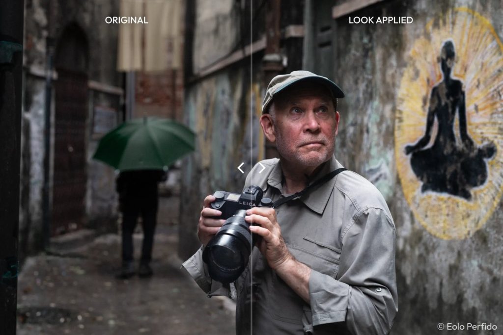 Steve McCurry z aparatem – porównanie zdjęcia oryginalnego i z nałożonym Artist Look