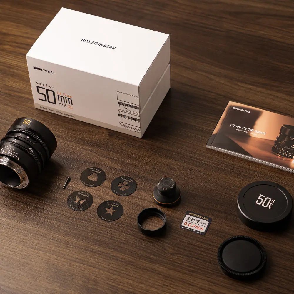 Zestaw Brightin Star 50 mm f/2 TRI-SIGHT z tylnymi wkładkami bokeh