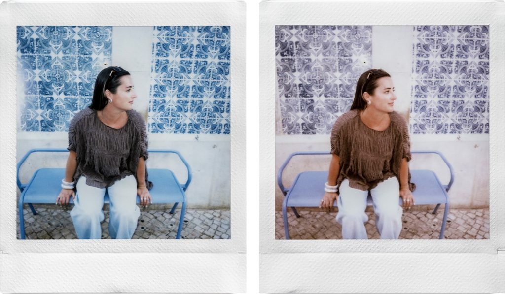 Porównanie zwykłego filmu instax SQUARE i nowego filmu Soft Haze