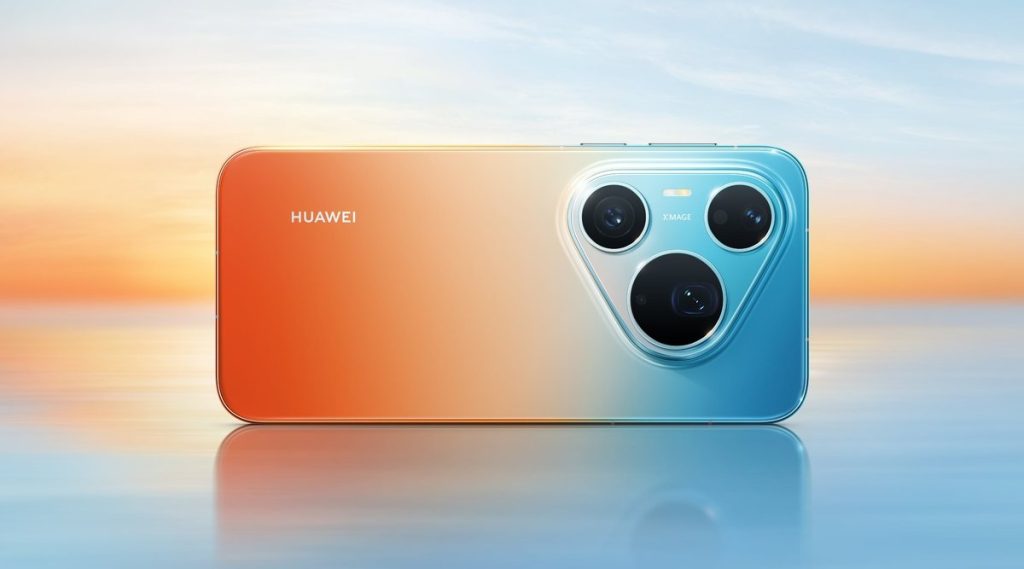Huawei Pura 90s Pro Max w kolorze białym – tył z trójkątną wyspą aparatów
